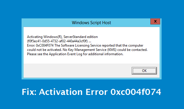 activation error code 0xc004f074